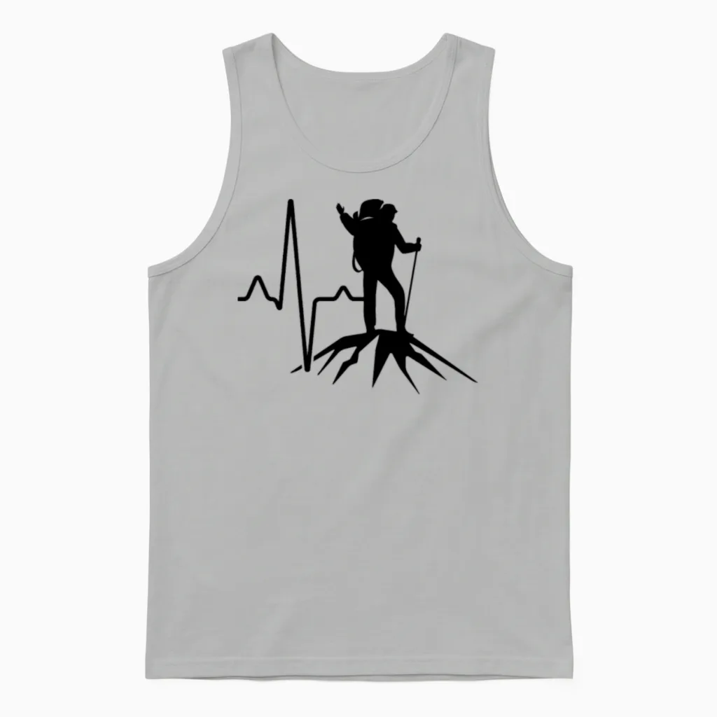 Hiking Heartbeat - & Outdoors Unisex Tank Top in Ash