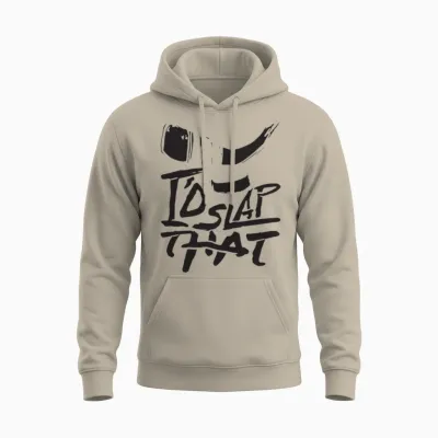 I D Slap That Hockey Unisex Hoodie - Sand
