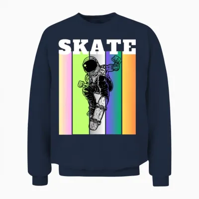 Custom Skateboard Astronaut Gift Ideas Unisex Sweatshirt - Navy