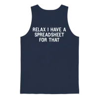 Relax I Have Spreadsheet for That Unisex Tank Top - Navy – 1