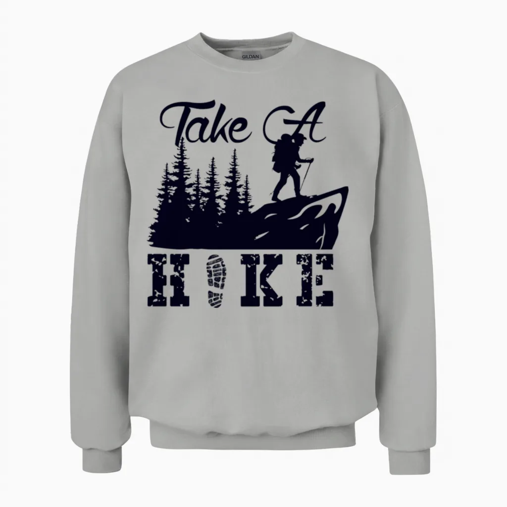 A Round Hiking, Visit the Mountain, Hiking Unisex Sweatshirt in Ash