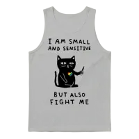 I Am Small and Sensitive but Also Fight Me Unisex Tank Top - Ash – 1