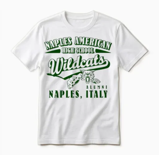 Naples American High School Wildcats Alumni Green Unisex T-Shirt in White
