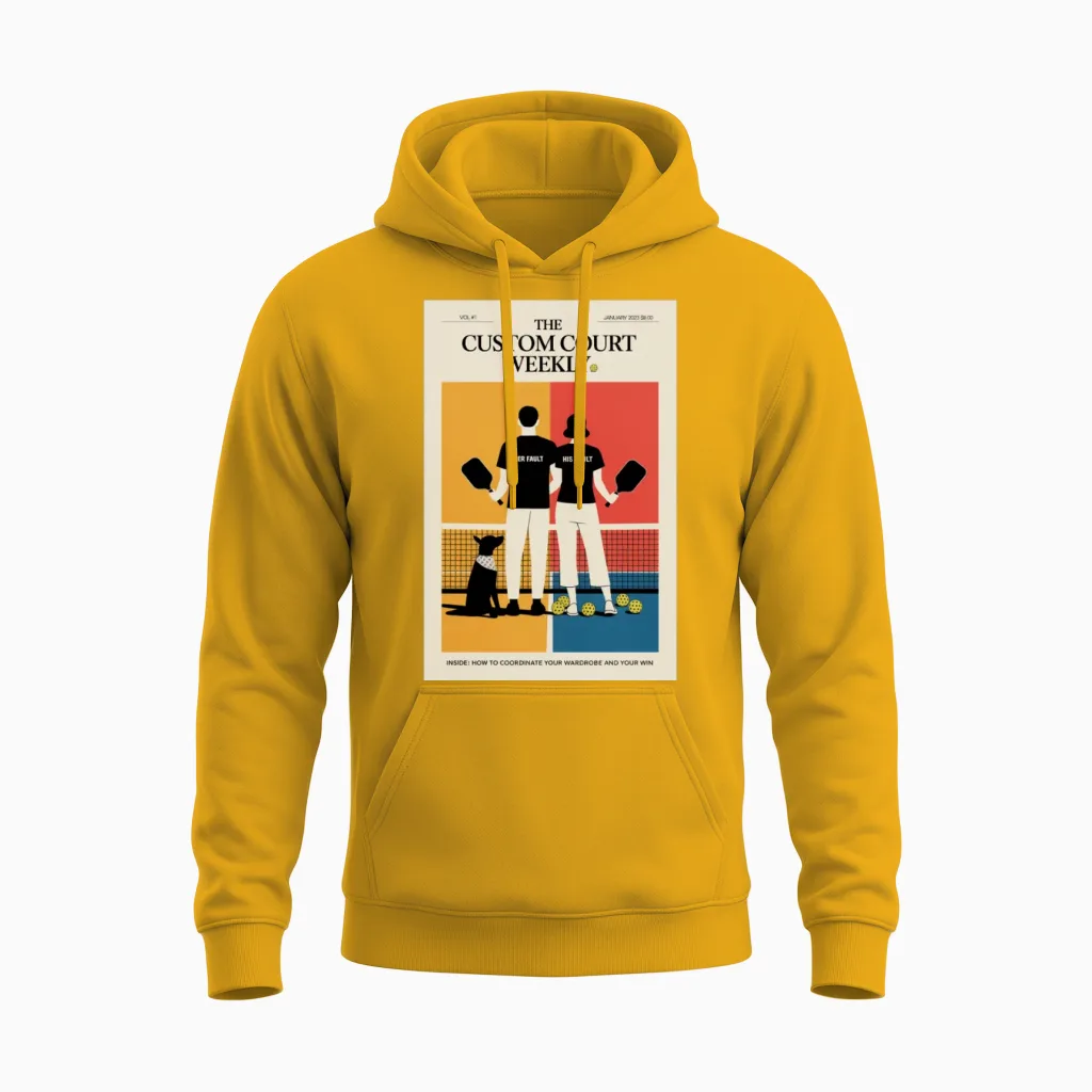 Funny Pickleball His Fault Her Fault Unisex Hoodie in Gold