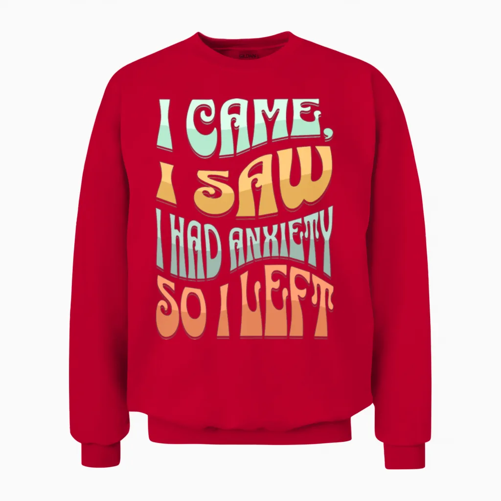 Funny Anxiety Unisex Sweatshirt in Red