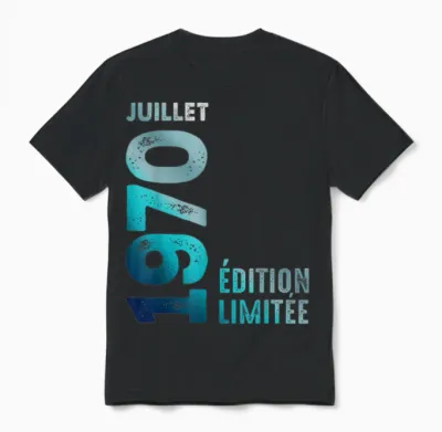 July 1970 Retro Year 1970 Vintage 1970 Limited Edition Unisex T-Shirt - Black