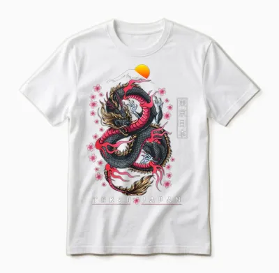 Japanese Aesthetic Dragon Tokyo Japan Manga Anime Asian 80’s Unisex T-Shirt - White