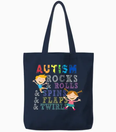 Puzzle Pieces Shirt, Autism Rocks, Autism Kid Tote Bags - Navy