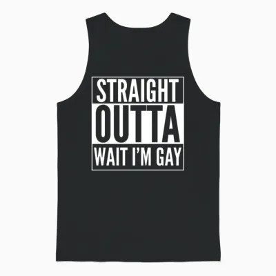 Wait I'm Gay Ugly T-Shirt for Gay People Unisex Tank Top - Black