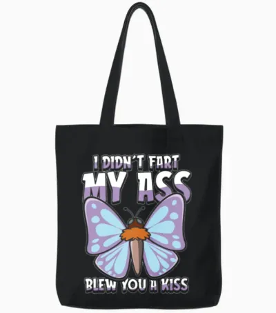 Butterfly Funny Tote Bags - Black