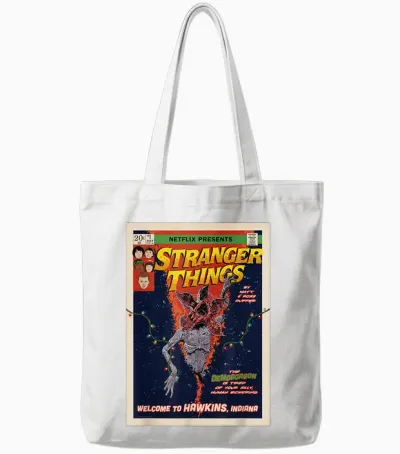 Stranger Things Welcome to Hawkins Comic Cover Tote Bags - White