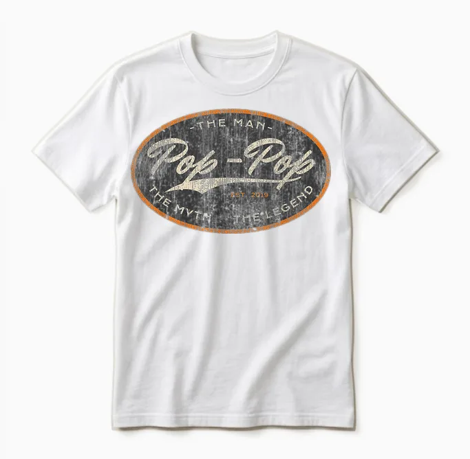 Vintage Pop Pop New Grandpa Est. 2019 the Man Myth Legend Unisex T-Shirt in White