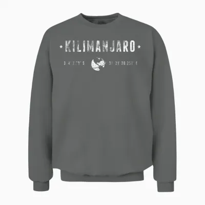 Kilimanjaro Tanzania Coordinates Globe Unisex Sweatshirt - Graphite Heather