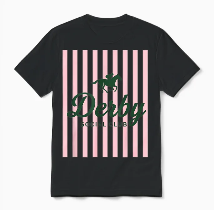 Funny Derby Social Club Vibes Friends Weekend Party Humor Unisex T-Shirt in Black
