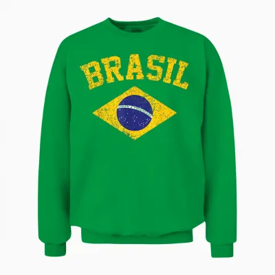 Brazilian National Flag Vintage Patriotic Football Brazil Unisex Sweatshirt - Irish Green