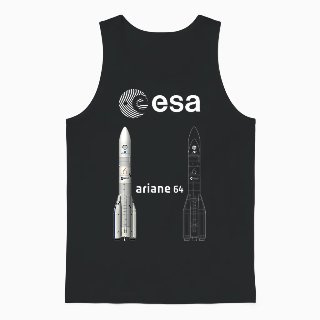 Esa Ariane 64 Booster Rocket Unisex Tank Top in Black