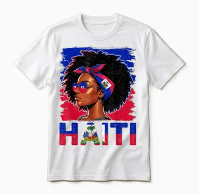 Haitian Flag Haitian Girl Proud Haitian Afro Haitian Women Unisex T-Shirt - White