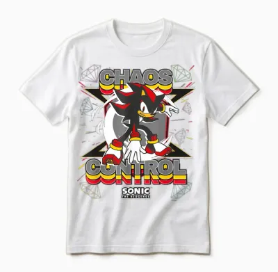 Sonic the Hedgehog - Shadow the Hedgehog Chaos Control T-Shirt, Black, S Unisex T-Shirt - White