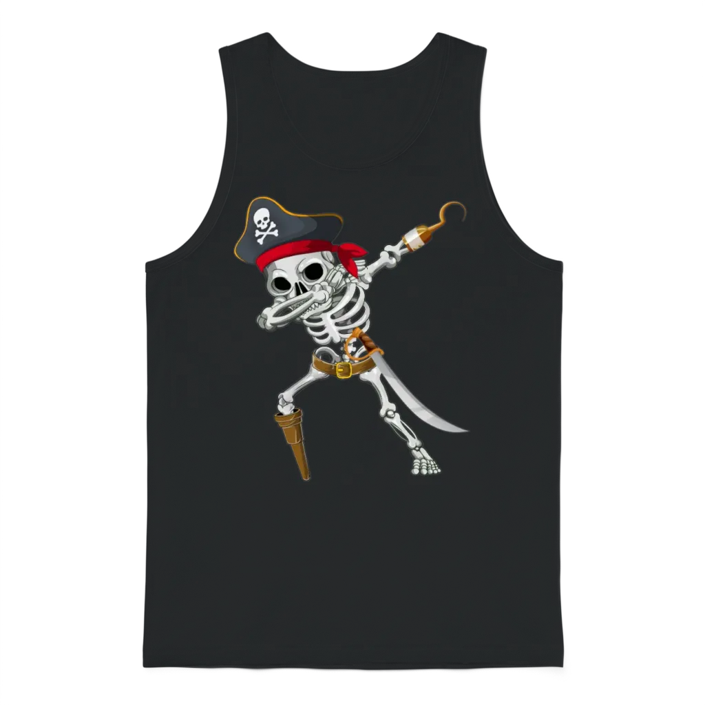 Halloween Dabbing Skeleton Pirate Unisex Tank Top - Black