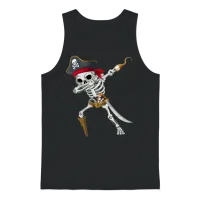 Halloween Dabbing Skeleton Pirate Unisex Tank Top - Black – 1