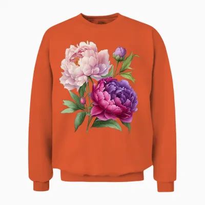 Pfingstrosen Blumen Aquarell Lavendel Lila Pfingstrosen Rosa Pfingstrose Unisex Sweatshirt - Orange