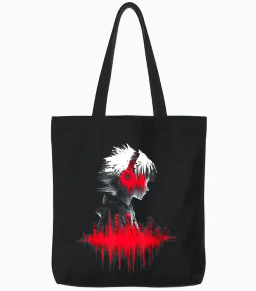 Casque Anime Tote Bags - Black