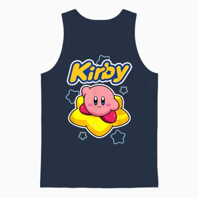 Kirby Nintendo Big Star Surfing Portrait Unisex Tank Top - Navy