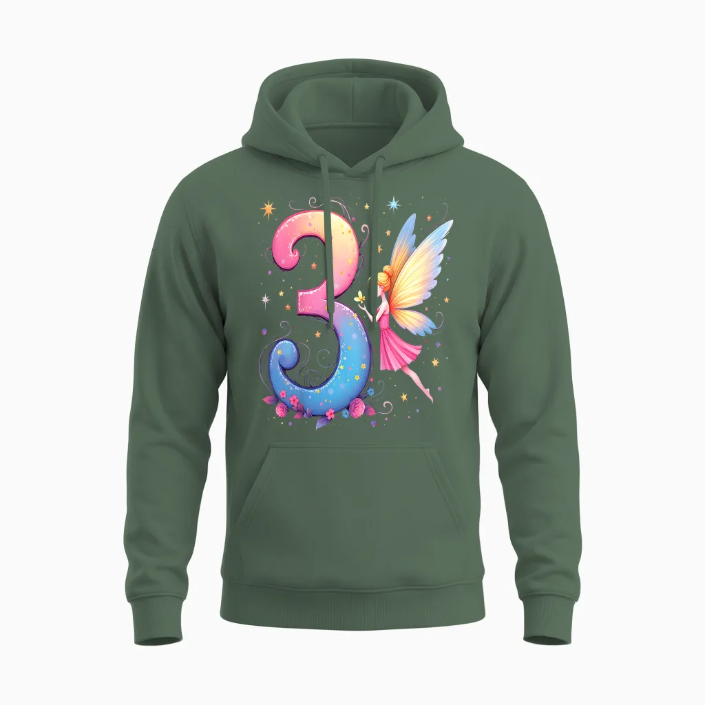 Kinder Magische Fee 3. Geburtstag Mädchen 3 Jahre Unisex Hoodie in Military Green