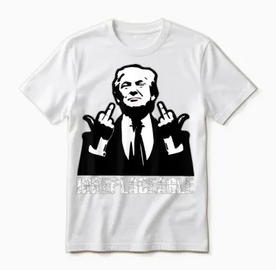 Trump, the President's Irreplaceable Middle Finger T-Shirt, Black, S Unisex T-Shirt - White