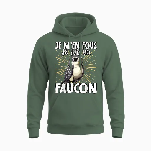 Je M'en Fous Je Suis Un Falcon - Sweet Falcon T-Shirt, Black, S Unisex Hoodie in Military Green