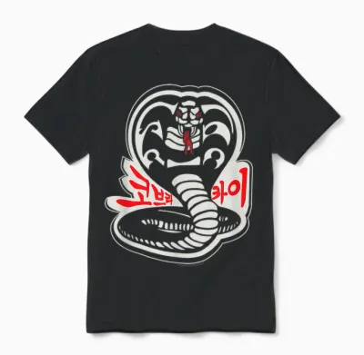 Cobra Kai Karate Dojo South Korea Snake Logo Sekai Taikai Unisex T-Shirt - Black