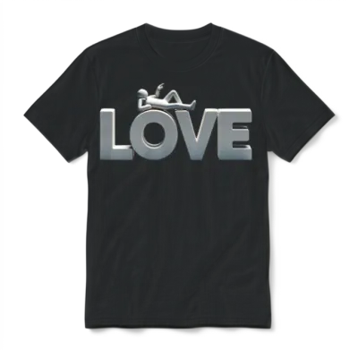 3d Love Typography with Creative Design Unisex T-Shirt - Black
