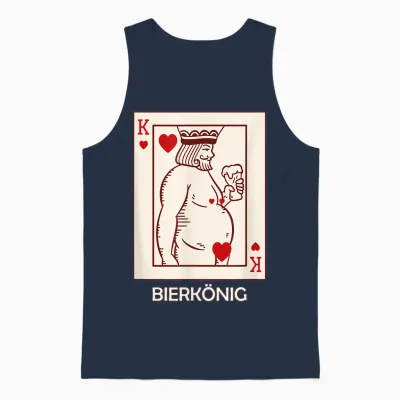 King Beer Poker Card Beer Costume Drinking Celebrations Beer Belly T-Shirt, Black Unisex Tank Top - Navy