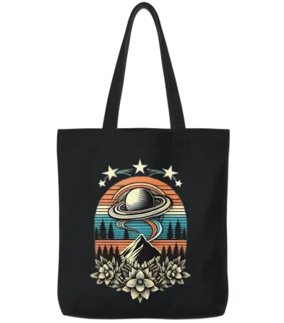 Hilltop Retro Ufo Tote Bags - Black