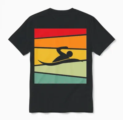 Swimming Retro Unisex T-Shirt - Black