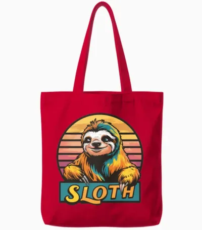 Funny Sloth Retro Vintage Tote Bags - Red