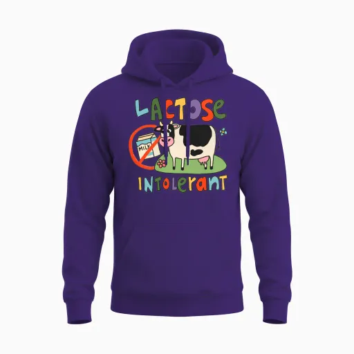 Lactose Intolerant Funny Sarcastic Meme Unisex Hoodie in Purple