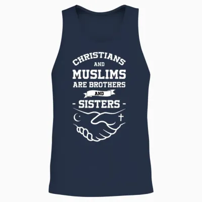 Christians and Muslims Brothers Religion Islam Unisex Tank Top - Navy