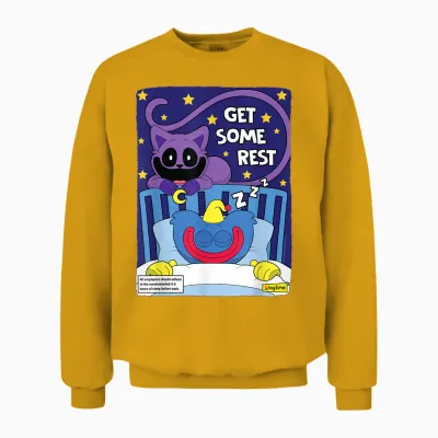 Poppy Playtime Catnap & Huggy Wuggy Gönnen Sich Etwas Ruhe Unisex Sweatshirt - Gold