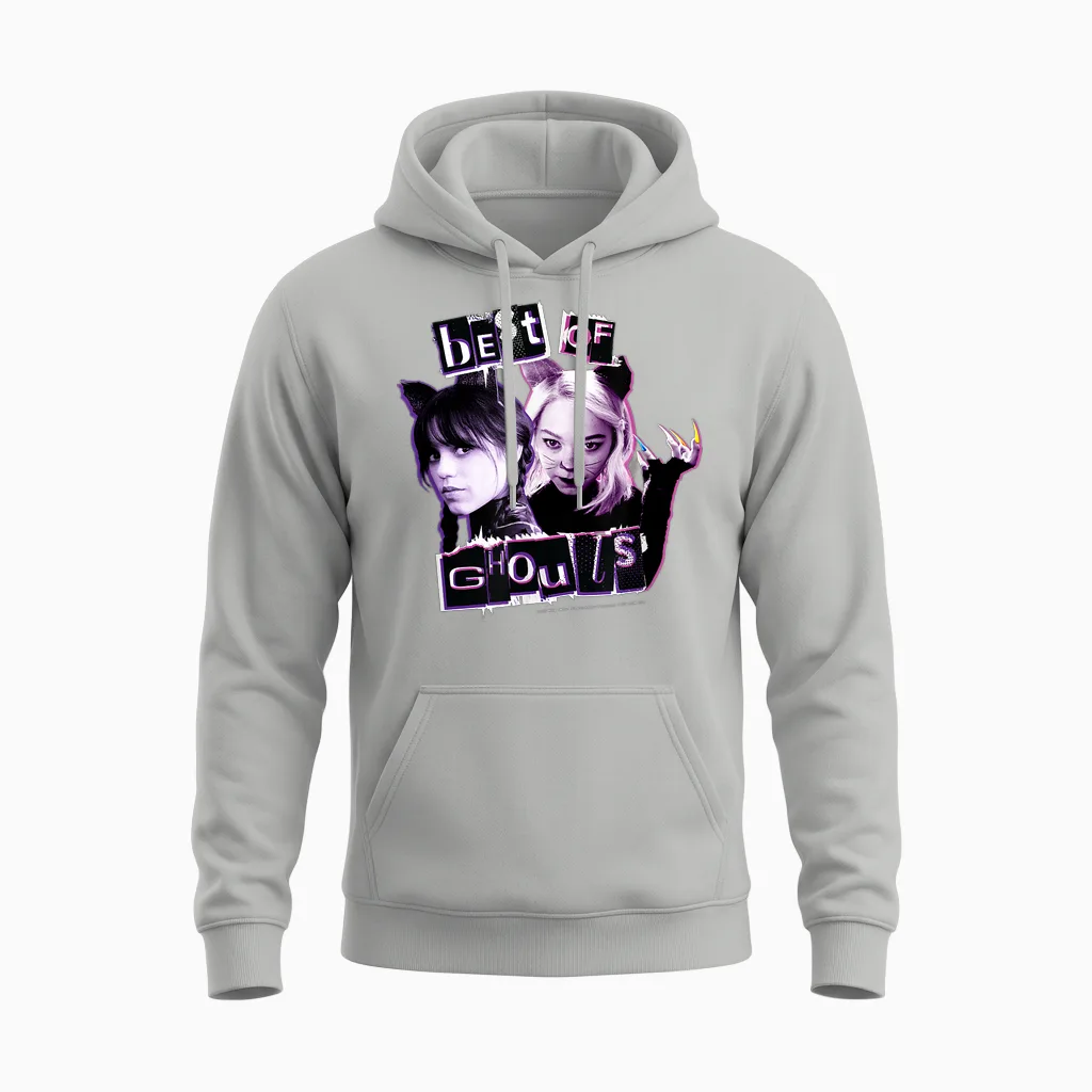 Wednesday Best of Ghouls Wednesday & Enid Vintage Unisex Hoodie in Ash