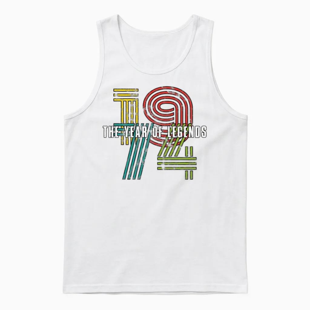 Hello 50 1974 Birthday Gift Unisex Tank Top in White