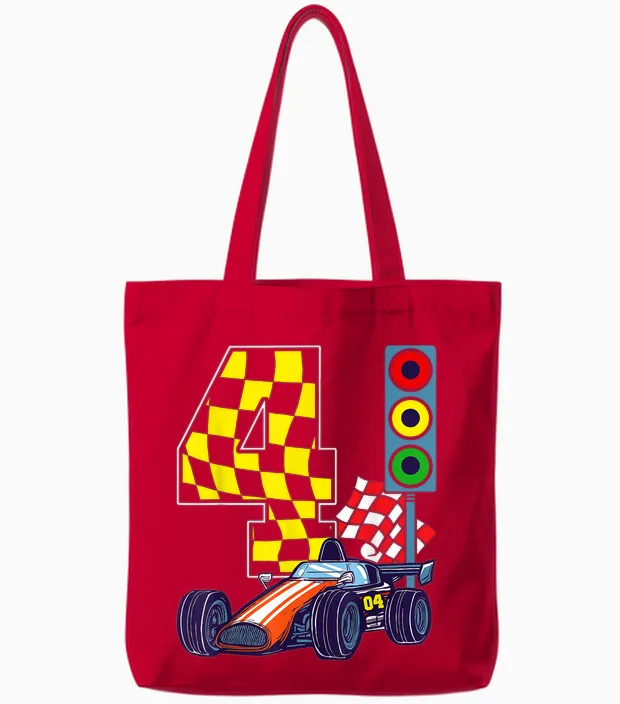 4. Geburtstag Junge Rennauto Ampel Racer 4 Jahre Alt Tote Bags in Red
