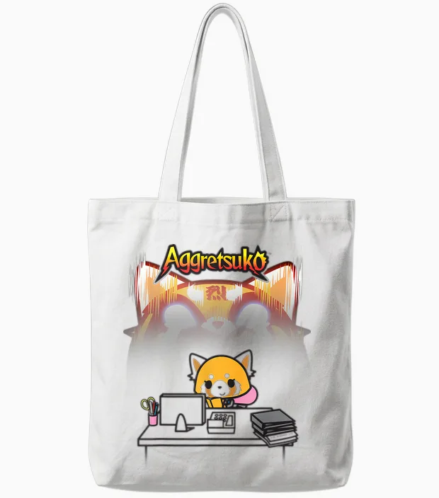 Aggretsuko Secret Rage Tote Bags in White