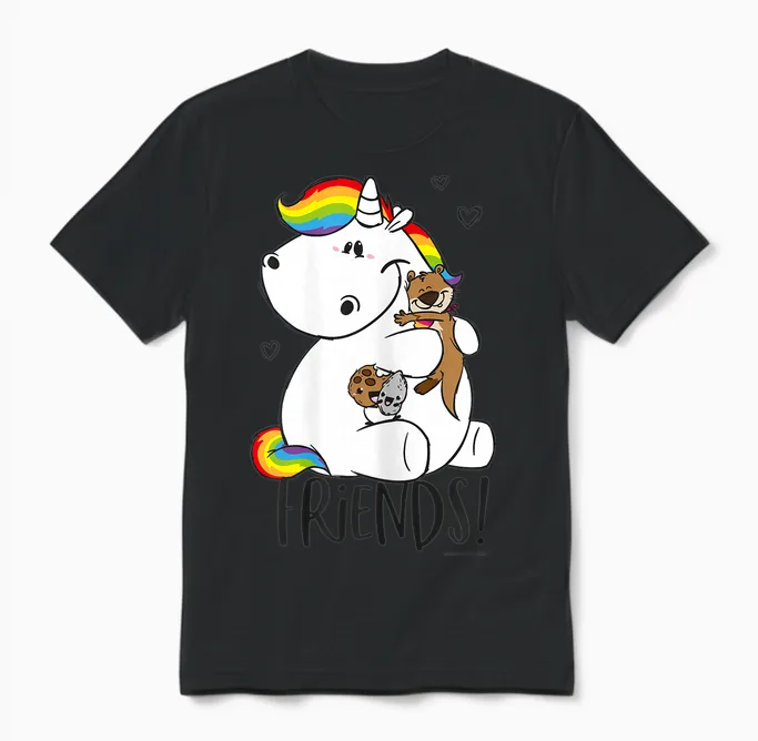 Pummeleinhorn - Friends Fun Unisex T-Shirt in Black