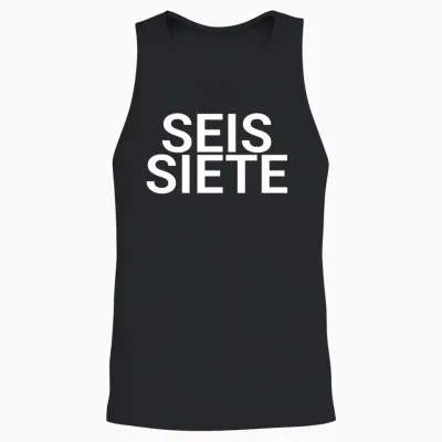 Six Seven Spanish Spanish T-Shirt, Seis Siete Meme Unisex Tank Top - Black
