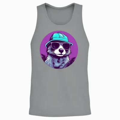 Retro Raccoon Lovers Design Unisex Tank Top - Sport Grey