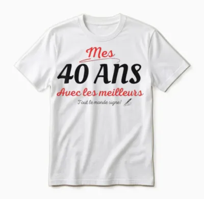 To Sign 40 Years Anniversary Gift Anniv 40 Years Signature T-Shirt, White, S Unisex T-Shirt - White