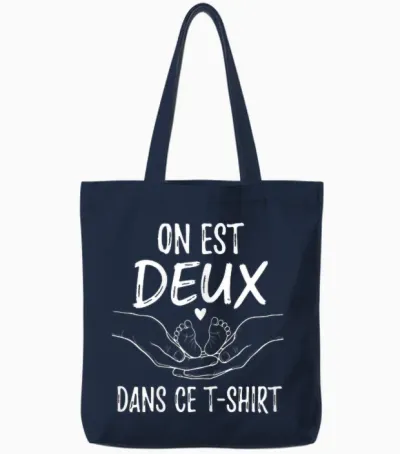 Pregnancy Announcement One Is Two in This Tote Bags - Navy