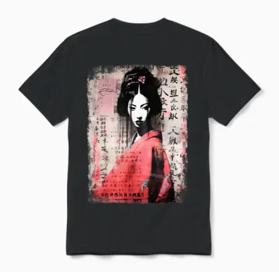 Geisha Asia Japan Woman Vintage Culture Tokyo Geisha Long Sleeve, Black Unisex T-Shirt - Black