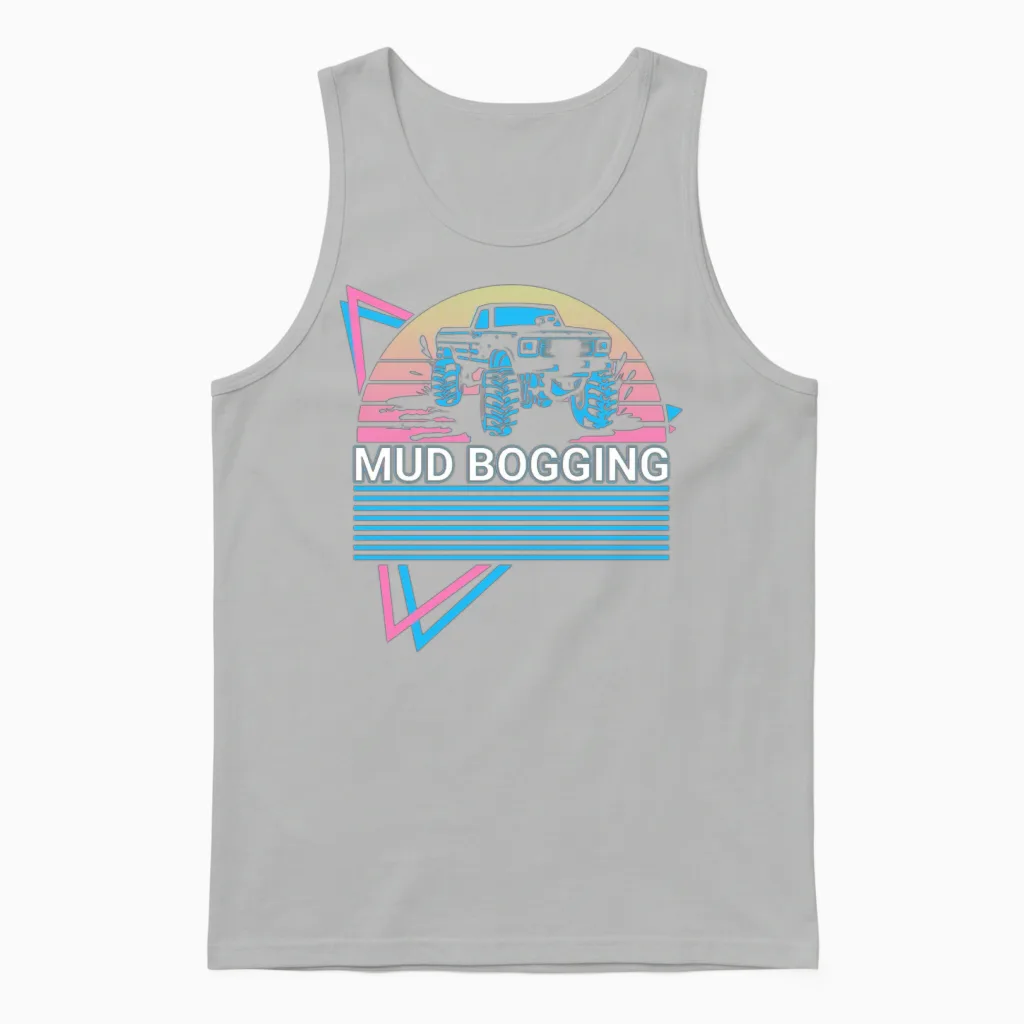 Mud Bogging Retro Unisex Tank Top in Ash